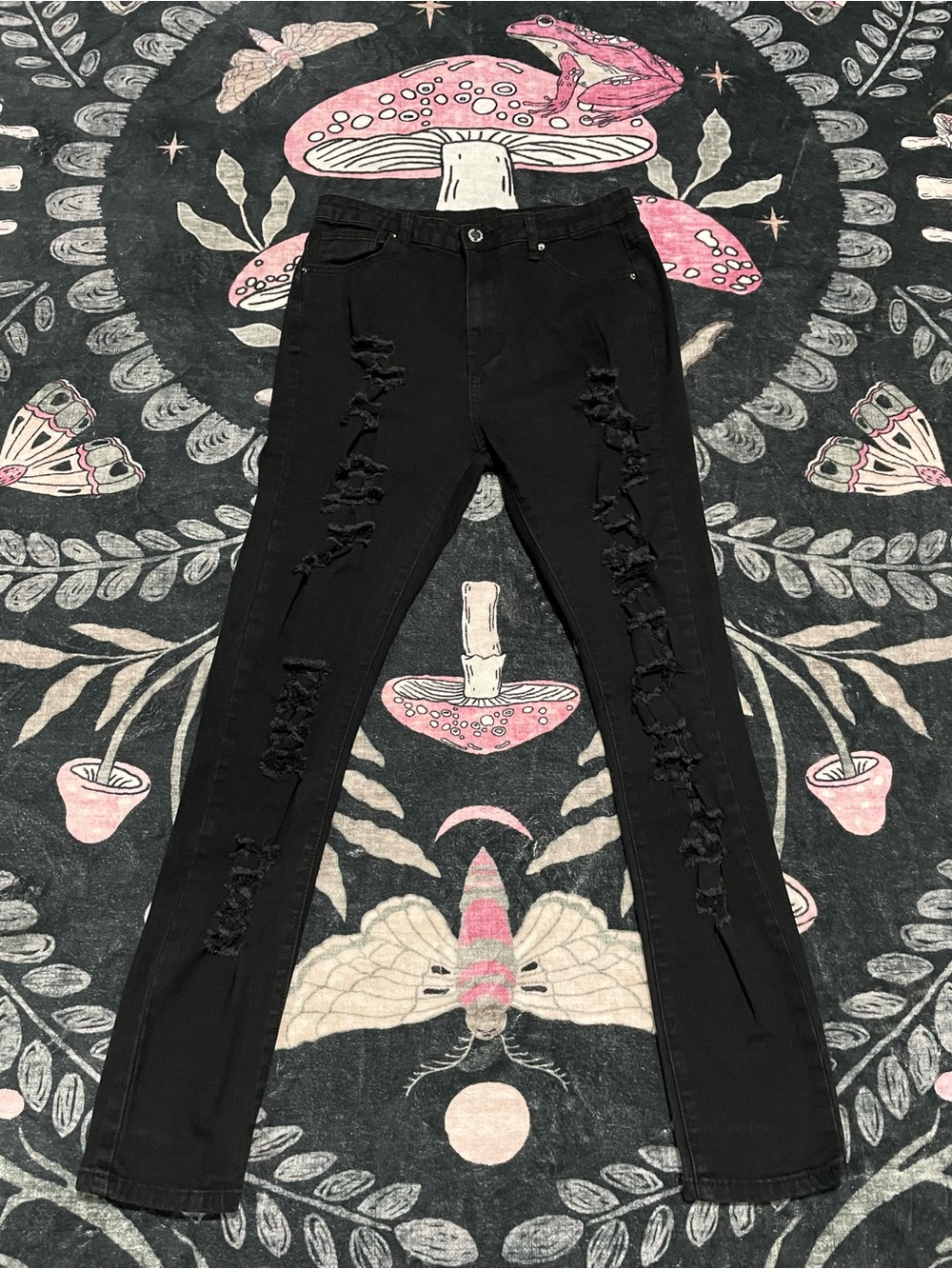 SHEIN Black Slashed High Rise Jeans